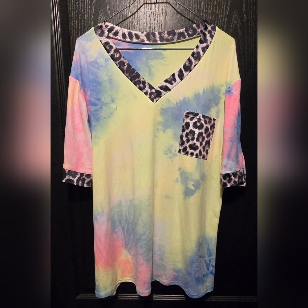 NWOT Tie Dye Animal Print Top